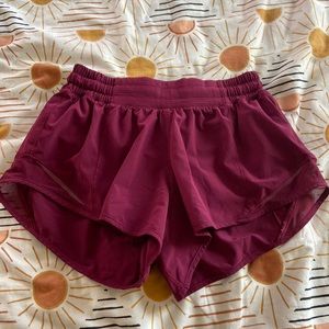 lululemon maroon hotty hot shorts